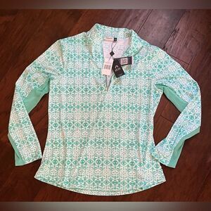 Cabana Life Sunshine Shores Wicking Performance Zip Top Size Large UPF 50+ NWT
